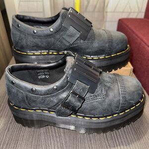 Dr Martens 8053 Quad Hinge Black Leather Platform M 7 W 8 Boots Steampunk Goth